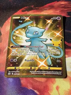 Pokemon TCG Mew 025/025 Celebrations Full Art Ultra Rare Holo NM 2021 Hp 60 Gold - Image 4