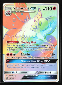 Volcarona GX 252/236 SM - Cosmic Eclipse Rainbow Secret Rare Pokemon Card - Image 1