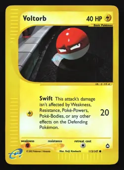 Voltorb 115/147 Aquapolis Reverse Holo Common Pokemon Card - Image 1
