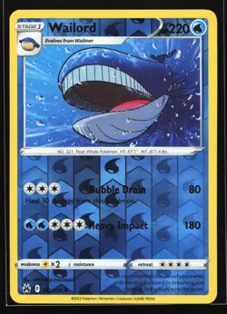 Wailord 032/159 Crown Zenith Reverse Holo Rare Pokemon Card - Image 1