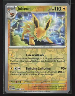 Jolteon Rare SV: Scarlet & Violet 151 135/165 NM Pokemon Card Reverse Holo - Image 1