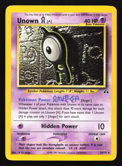 Unown [A] 33/75 Neo Discovery Rare Pokemon Card - Image 1