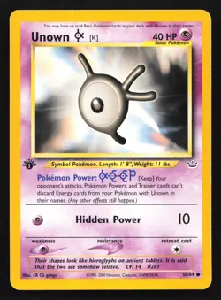 Unown [K] 58/64 Neo Revelation 1st Edition Common Pokemon Card - Image 1