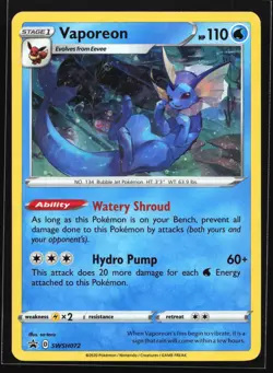 Vaporeon SWSH072 SWSH: Sword & Shield Black Star Promo Pokemon Card - Image 1