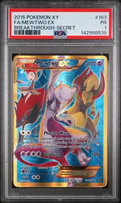 2015 POKEMON XY BREAKTHROUGH SECRET #163 FULL ART/MEWTWO EX PSA 1 - Image 1