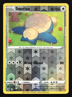 Snorlax 206/264 SWSH08: Fusion Strike Reverse Holo Pokemon Card - Image 1