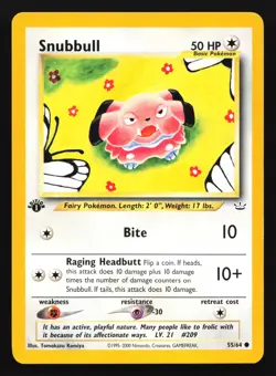 Snubbull 55/64 Neo Revelation 1st Edition Common Pokemon Card - Image 1