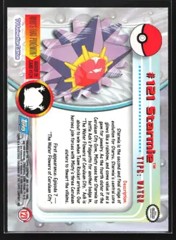 Starmie 121 Topps TV Animation Series 3 Blue Logo Pokemon Card - Image 2