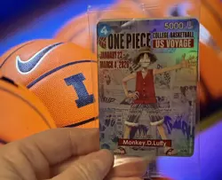 MINT ONE PIECE College Basketball US Voyage Monkey D. Luffy P-055 Promo Card - Image 1