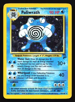 Poliwrath 15/130 Base Set 2 Holo Rare Pokemon Card - Image 1