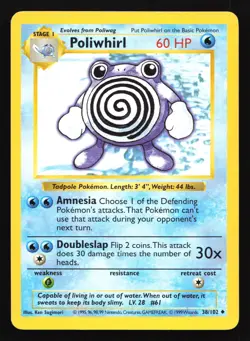 Poliwhirl 38/102 Base Set (Shadowless) Uncommon Pokemon Card - Image 1