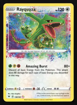 Rayquaza 138/185 SWSH04: Vivid Voltage Amazing Rare Pokemon Card - Image 1