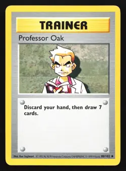 Professor Oak 88/102 Base Set (Shadowless) Uncommon Pokemon Card - Image 1