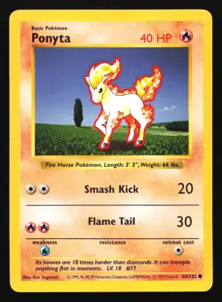 Ponyta 60/102 Base Set (Shadowless) Common Pokemon Card - Image 1