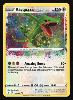 Rayquaza 138/185 SWSH04: Vivid Voltage Amazing Rare Pokemon Card - Image 1