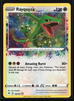 Rayquaza 138/185 SWSH04: Vivid Voltage Amazing Rare Pokemon Card - Image 1