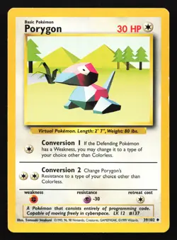 Porygon 39/102 Base Set Uncommon Pokemon Card - Image 1
