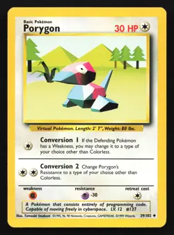 Porygon 39/102 Base Set Uncommon Pokemon Card - Image 1