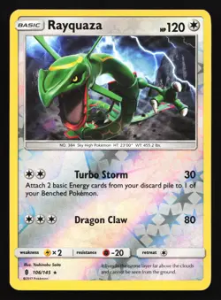 Rayquaza 106/145 SM - Guardians Rising Reverse Holo Rare Pokemon Card - Image 1
