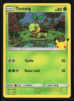 Turtwig 4/25 McDonald's 25th Anniversary Holo Promo Pokemon Card - Image 1