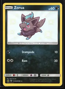 Zorua SV25 Hidden Fates Shiny Vault Shiny Holo Rare Pokemon Card - Image 1