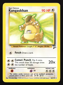 Pokemon Kangaskhan 26/130 WotC Base Set 2 Regular Rare LP - Image 1