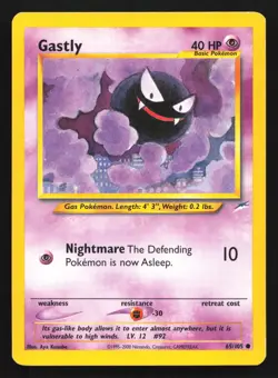 Pokemon Gastly 65/105 WotC Neo Destiny Unlimited Common MP - Image 1