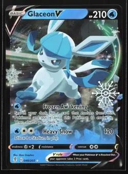 Pokemon Glaceon V 040/203 Holo Holiday Calendar Snowflake Stamped NM - Image 1