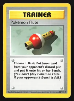 Pokemon Flute 86/102 Base Set (Shadowless) Uncommon Pokemon Card - Image 1