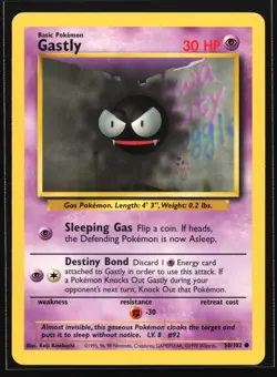 Pokemon Gastly 50/102 WotC Base Set Unlimited Common NM - Image 1