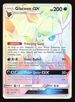 Pokemon Glaceon GX 159/156 Ultra Prism Rainbow Secret Rare Holo HP - Image 1