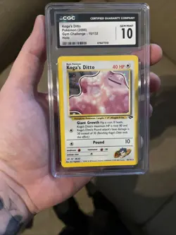 2000 Pokemon Gym Challenge Unlimited Koga's Ditto Holo Rare #10 CGC Gem Mint 10 - Image 1