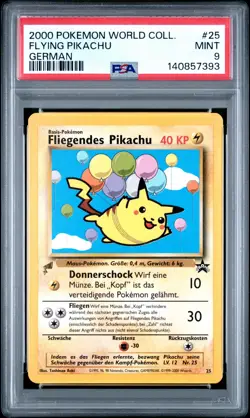 2000 POKEMON PIKACHU WORLD COLL GERMAN #25 FLYING PIKACHU PSA 9 - Image 1