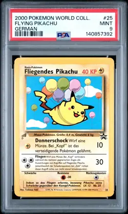 2000 POKEMON PIKACHU WORLD COLL GERMAN #25 FLYING PIKACHU PSA 9 - Image 1