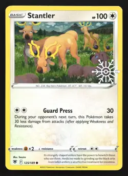 Pokemon Stantler 125/189 Cosmos Holo Holiday Calendar Snowflake Stamped LP - Image 1