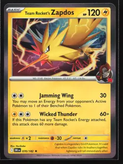 Pokemon Team Rocket's Zapdos 070/182 Destined Rivals Holo Rare NM - Image 1