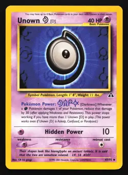 Pokemon Unown [D] 47/75 WotC Neo Discovery Unlimited Uncommon LP - Image 1