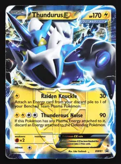 Pokemon Thundurus EX BW81 Black & White Holo Black Star Promo HP - Image 1