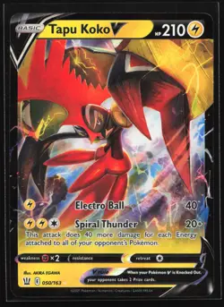 Pokemon Tapu Koko V 050/163 Battle Styles Ultra Rare Holo NM - Image 1