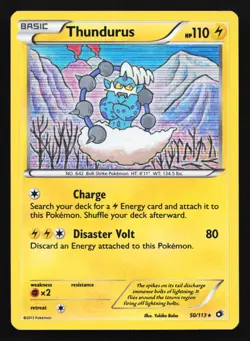 Pokemon Thundurus 50/113 Legendary Treasures Holo Rare LP - Image 1