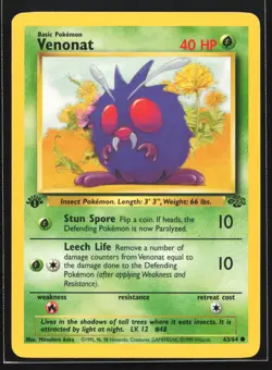 Pokemon Venonat 63/64 WotC Jungle 1st Edition Common NM - Image 1