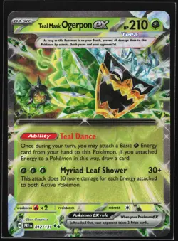 Pokemon Teal Mask Ogerpon ex 012/131 Prismatic Evolutions Double Rare Holo NM - Image 1