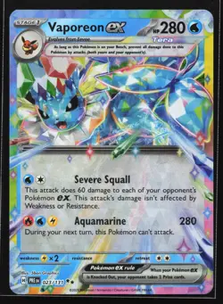 Pokemon Vaporeon ex 023/131 Prismatic Evolutions Double Rare Holo NM - Image 1