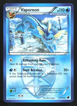 Pokemon Vaporeon 20/116 Plasma Freeze Regular Uncommon LP - Image 1
