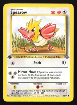 Pokemon Spearow 62/64 WotC Jungle 1st Edition Common LP - Image 1