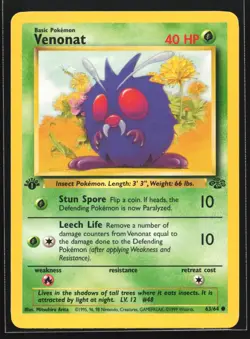 Pokemon Venonat 63/64 WotC Jungle 1st Edition Common NM - Image 1
