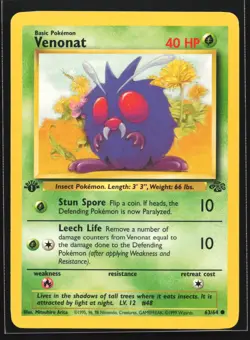 Pokemon Venonat 63/64 WotC Jungle 1st Edition Common NM - Image 1