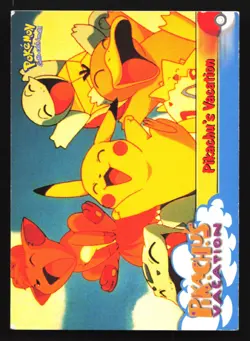 Pokemon Topps TV Animation Pikachu's Vacation 42 Blue Logo - Image 1