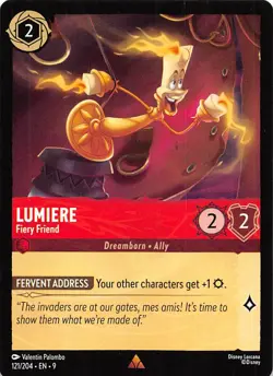 Lumiere Fiery Friend 121/204 Fabled Disney Lorcana - Image 1