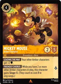 Mickey Mouse Amber Champion 23/204 Whispers in the Well Disney Lorcana - Image 1